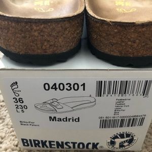 Birkenstock Madrid Black Patent Leather Size 36